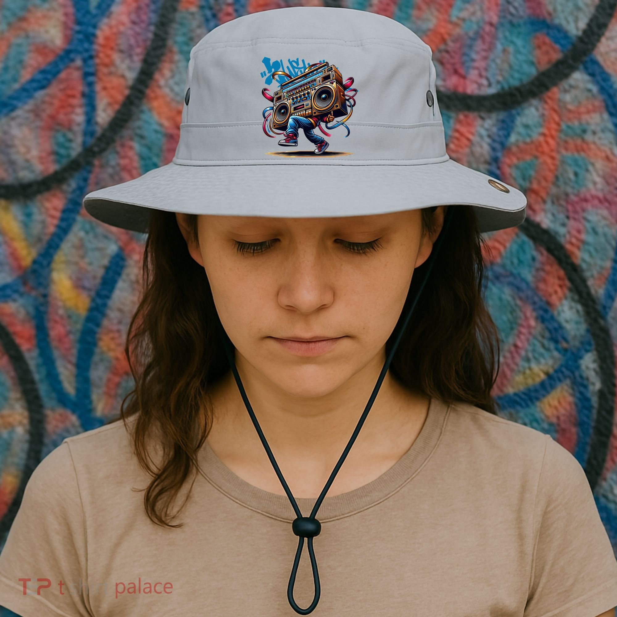Graffiti Vibes: My GenerationS Boombox Beats Bucket Hat