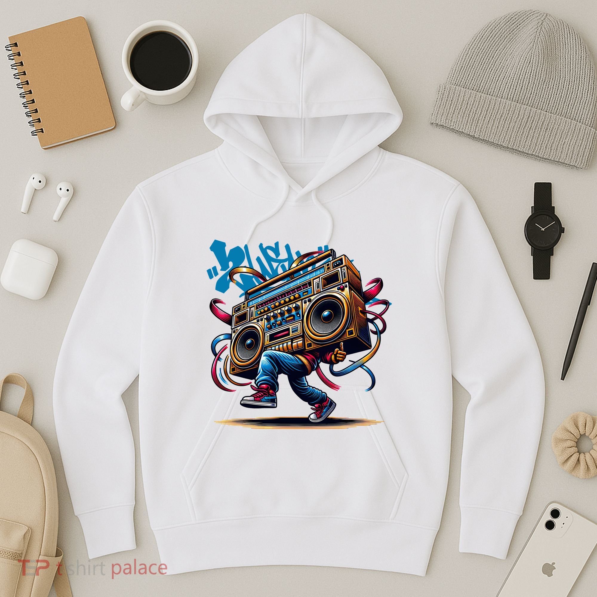 Graffiti Vibes: My GenerationS Boombox Beats Hoodie