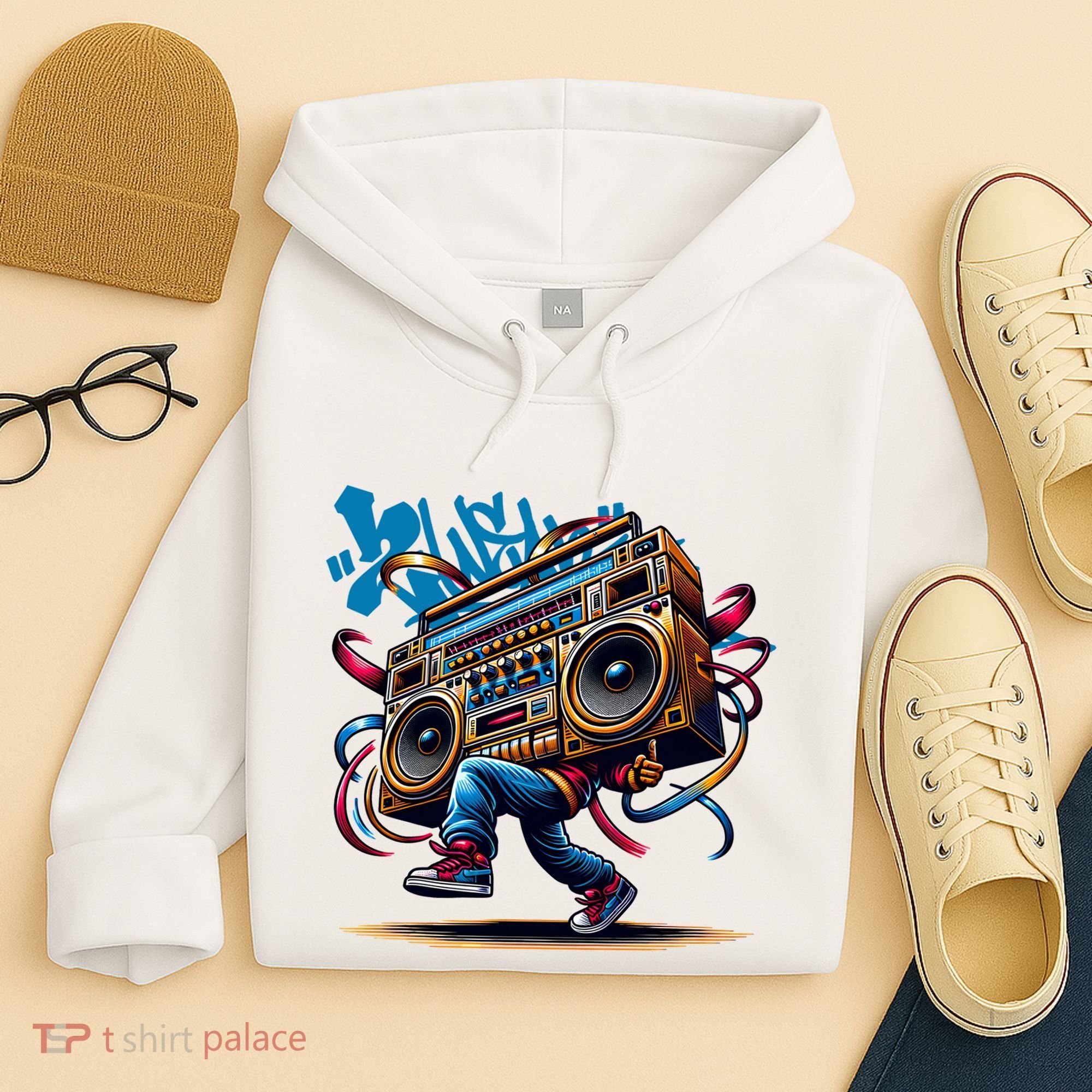Graffiti Vibes: My GenerationS Boombox Beats Hoodie