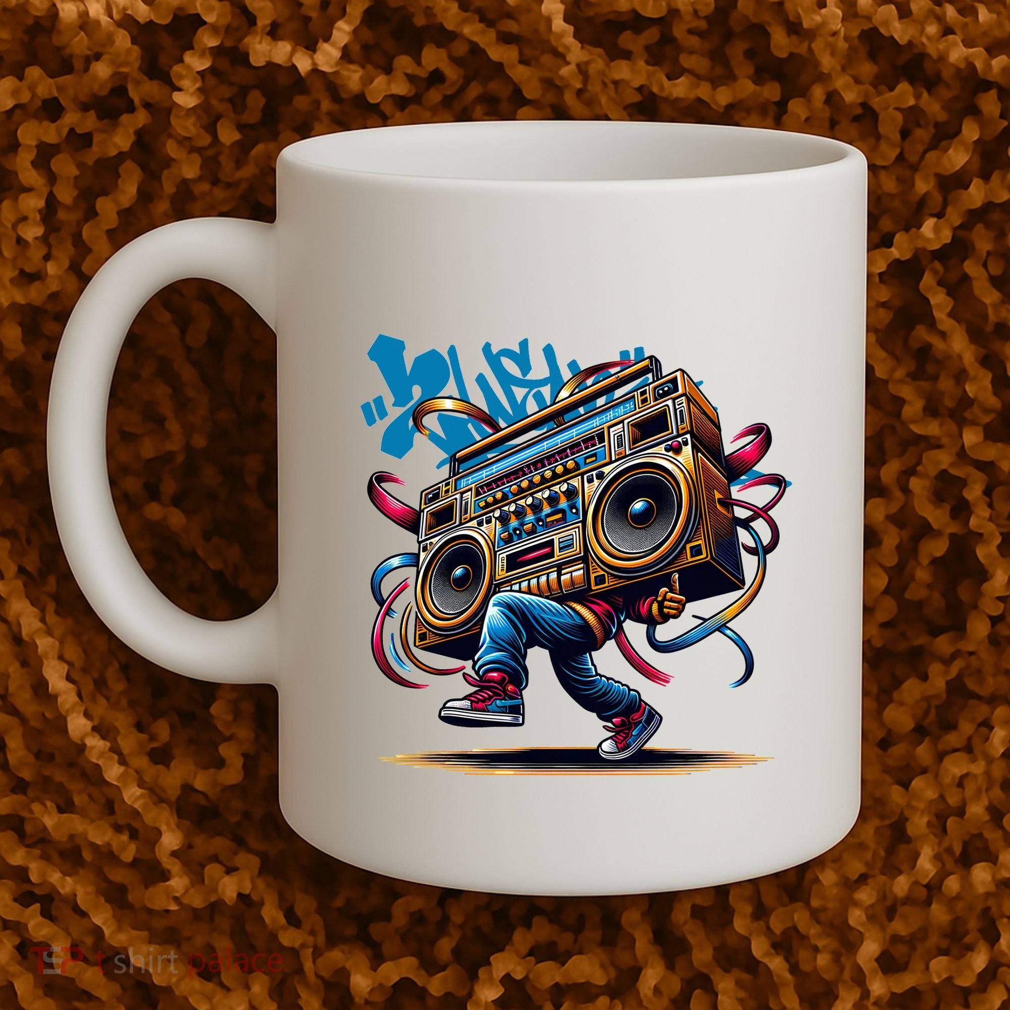 Graffiti Vibes: My GenerationS Boombox Beats Coffee Mug