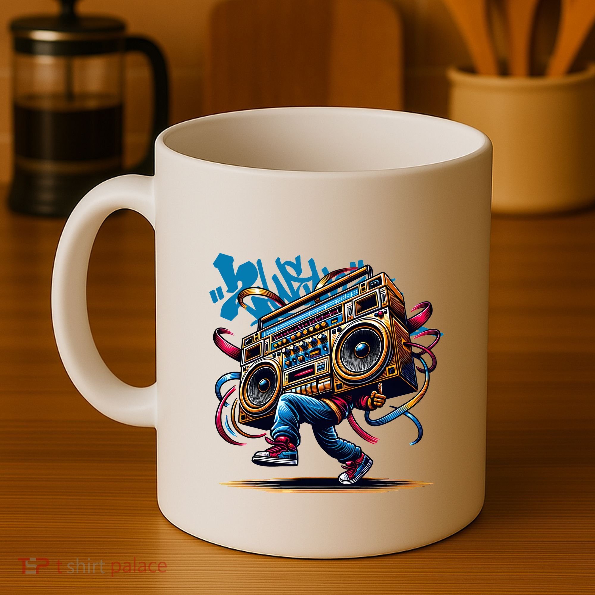 Graffiti Vibes: My GenerationS Boombox Beats Coffee Mug