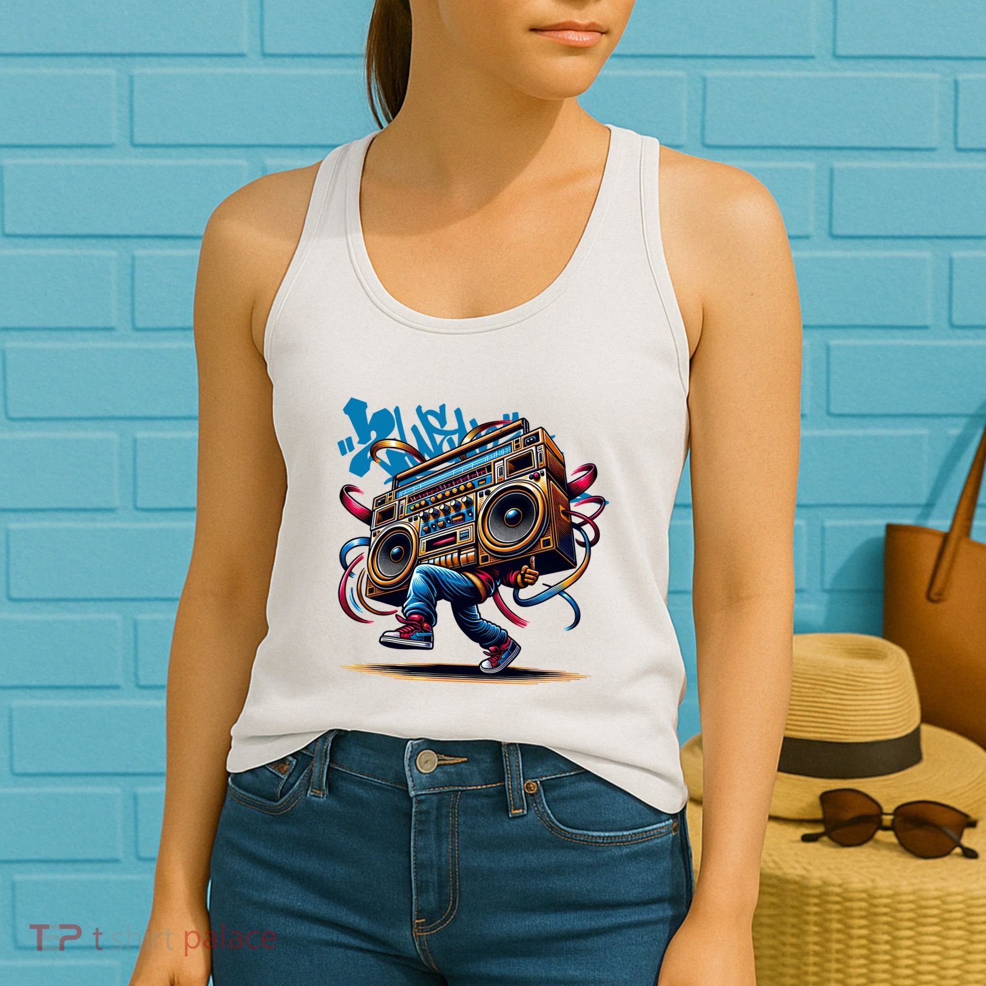 Graffiti Vibes: My GenerationS Boombox Beats Women's Tank Top
