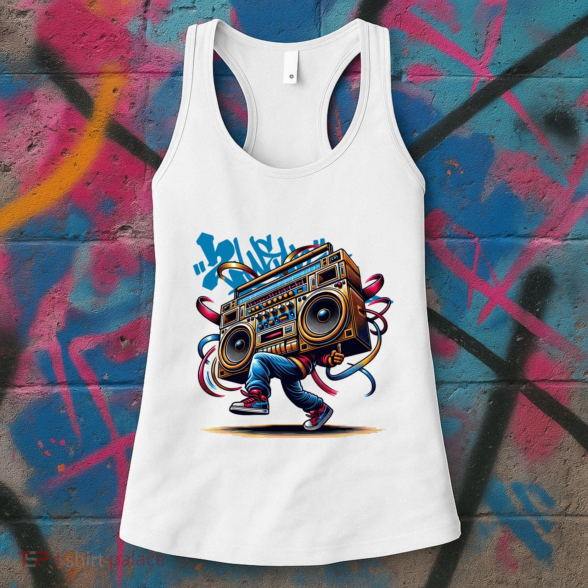 Graffiti Vibes: My GenerationS Boombox Beats Women's Tank Top