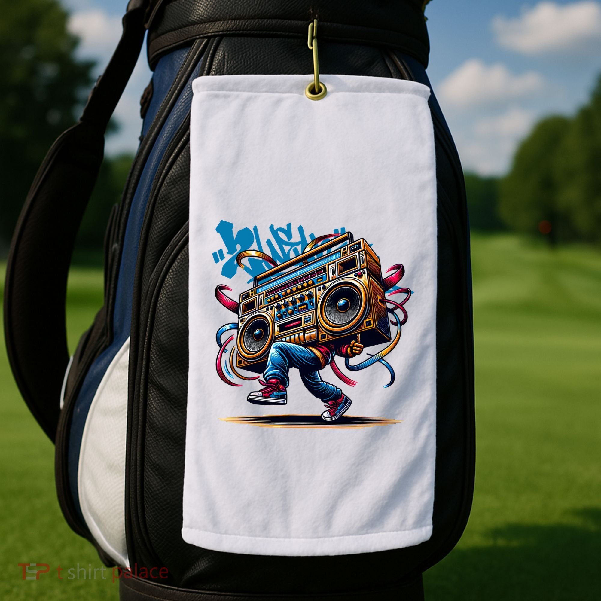 Graffiti Vibes: My GenerationS Boombox Beats Golf Towel