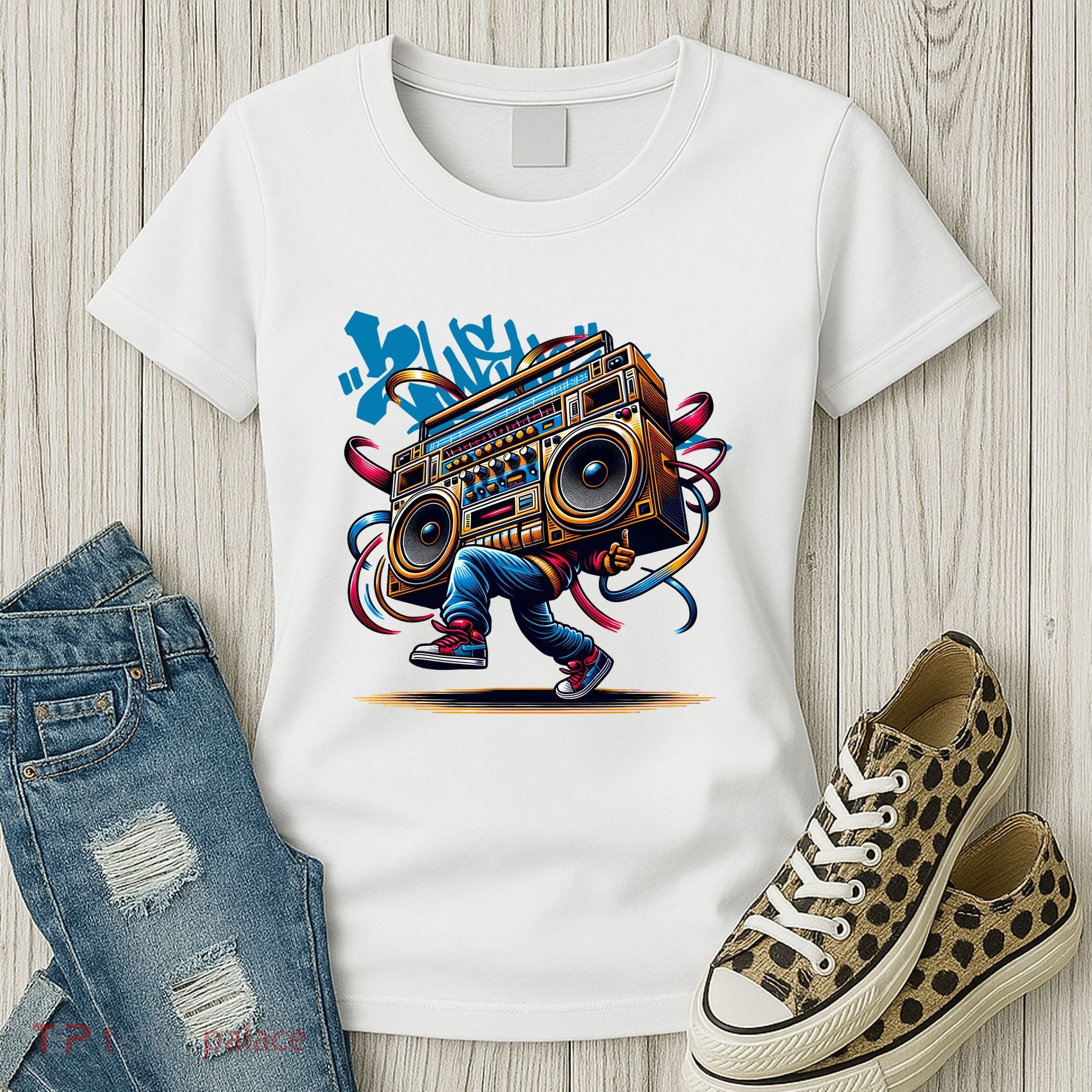 Graffiti Vibes: My GenerationS Boombox Beats Women's T-Shirt