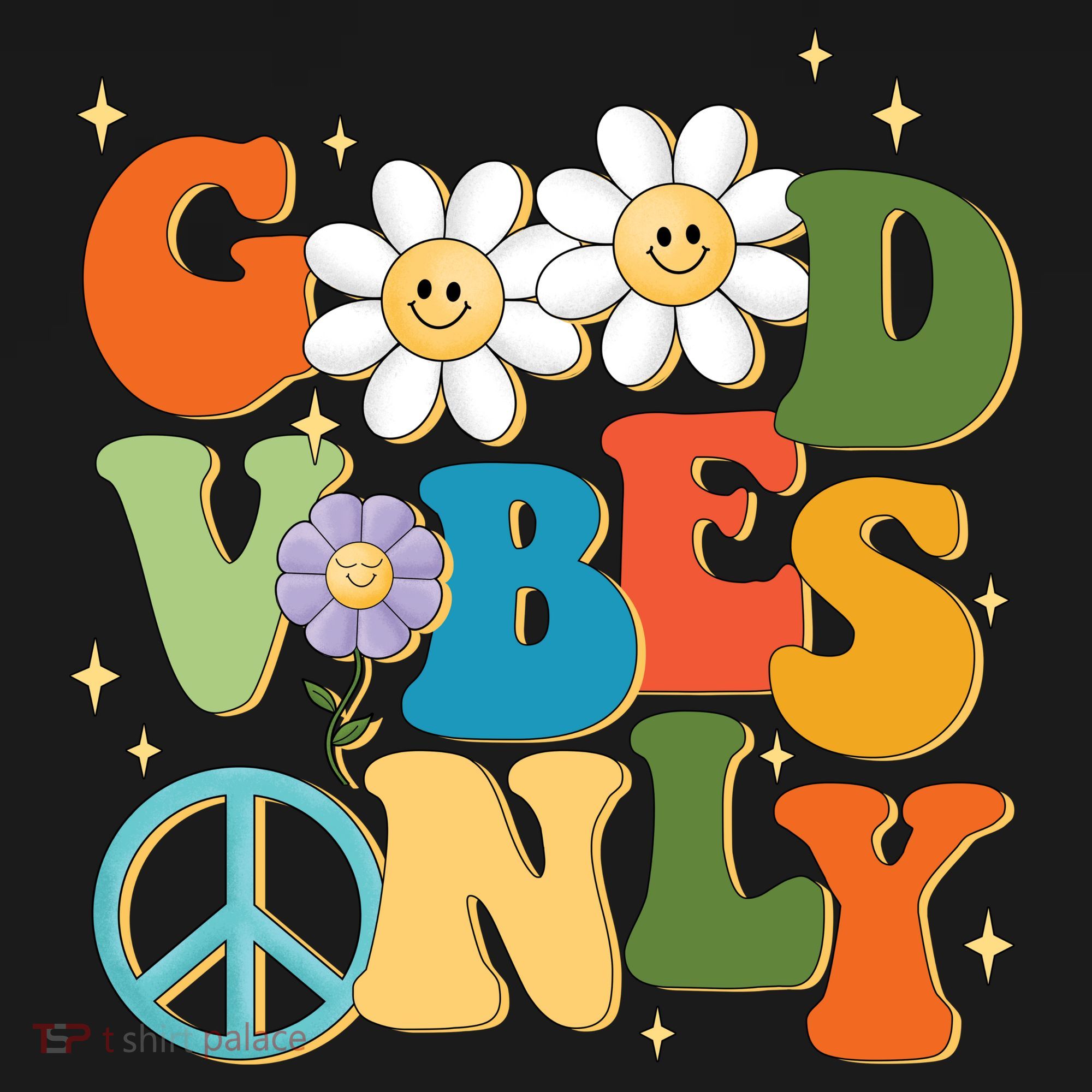 Good Vibes Only Retro Hippie Coaster