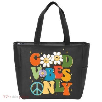 Good Vibes Only Retro Hippie Tote Bag