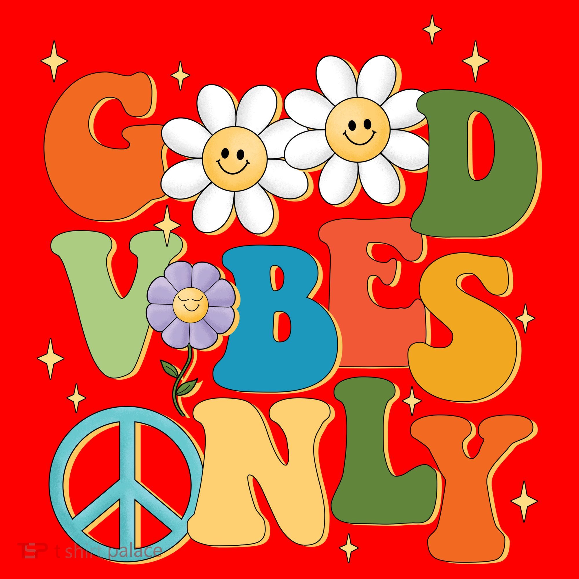 Good Vibes Only Retro Hippie Santa Hat