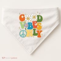 Good Vibes Only Retro Hippie USA-Made Doggie Bandana thumb 0