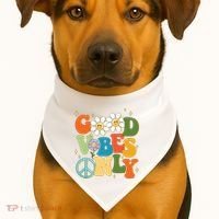 Good Vibes Only Retro Hippie USA-Made Doggie Bandana thumb 1