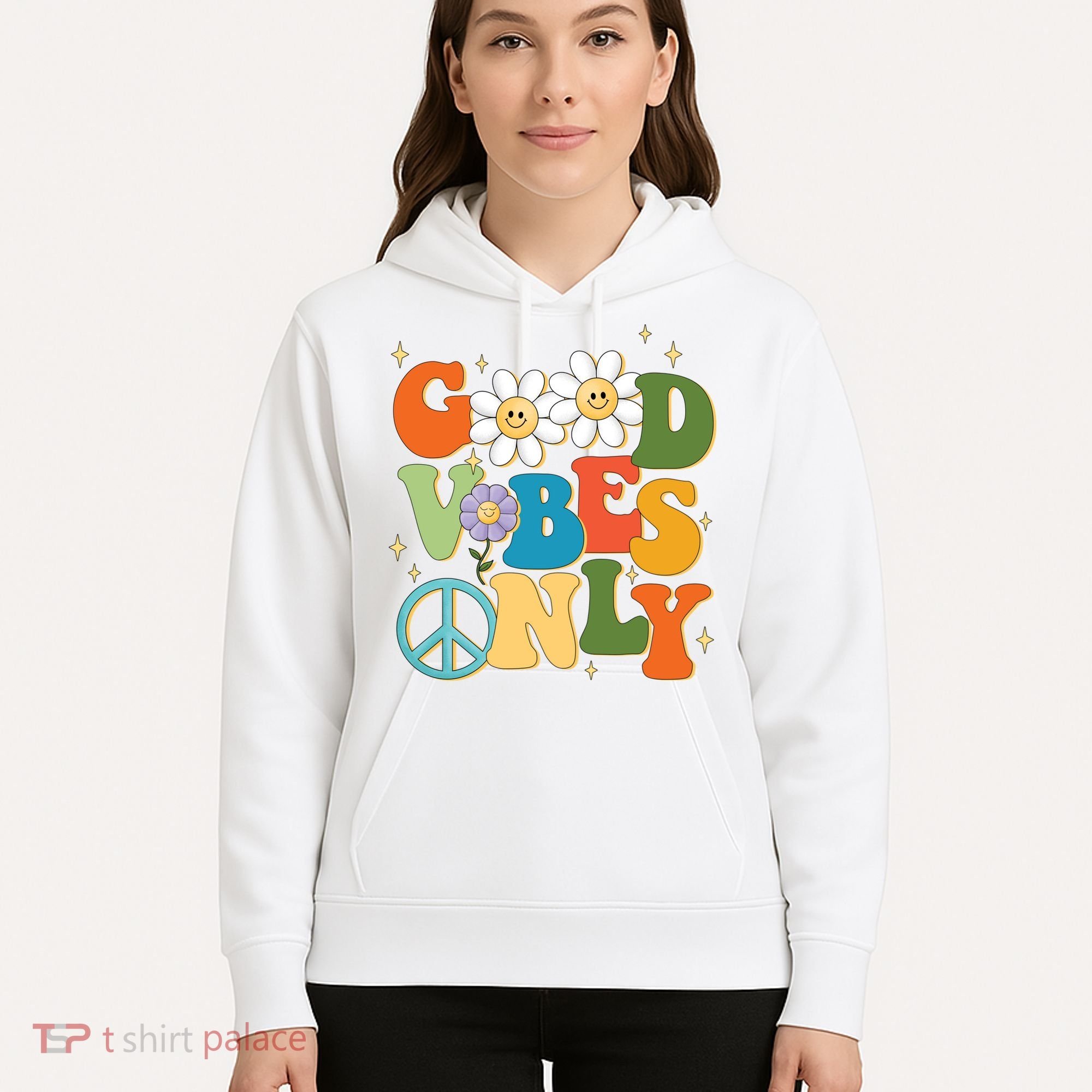 Good Vibes Only Retro Hippie Hoodie