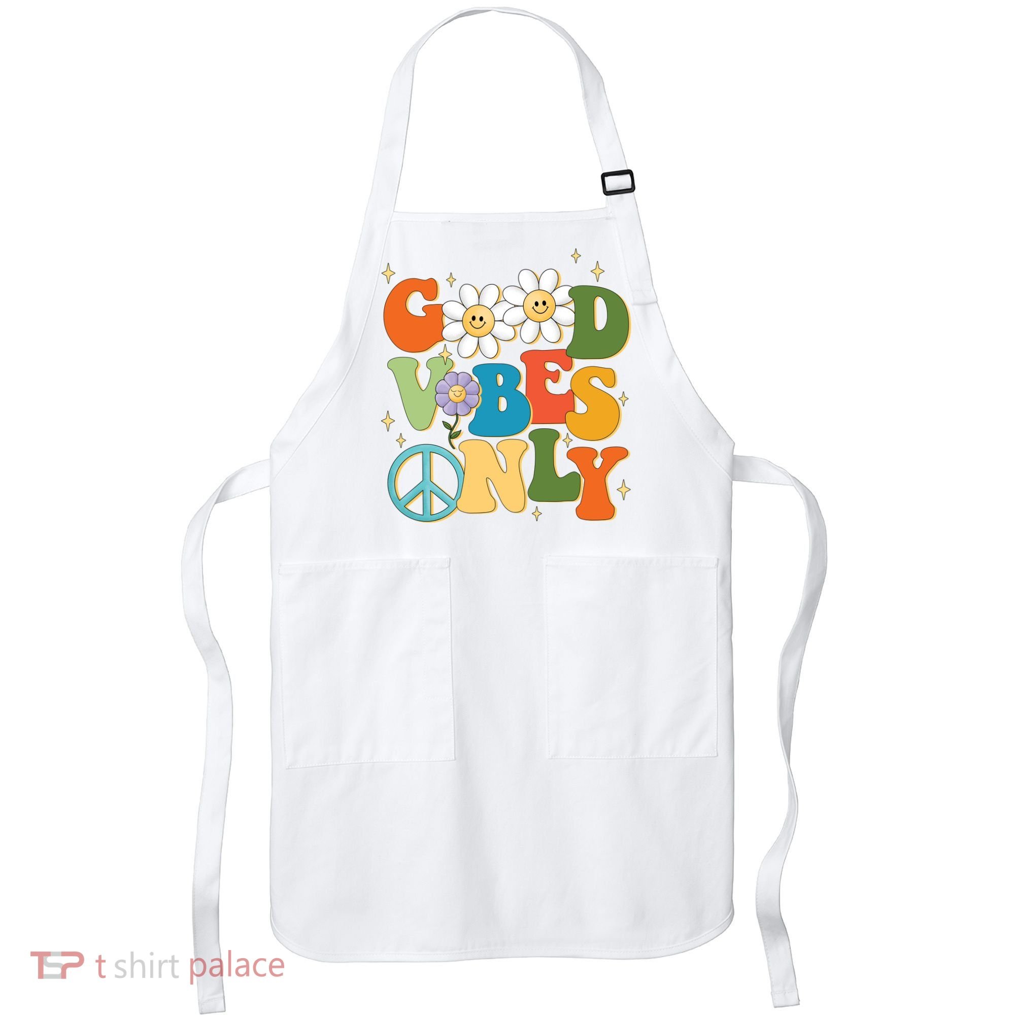 Good Vibes Only Retro Hippie Apron