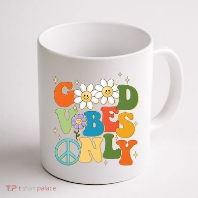 Good Vibes Only Retro Hippie Coffee Mug back
