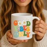 Good Vibes Only Retro Hippie Coffee Mug thumb 3