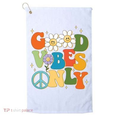 Good Vibes Only Retro Hippie Golf Towel