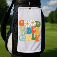 Good Vibes Only Retro Hippie Golf Towel thumb 2