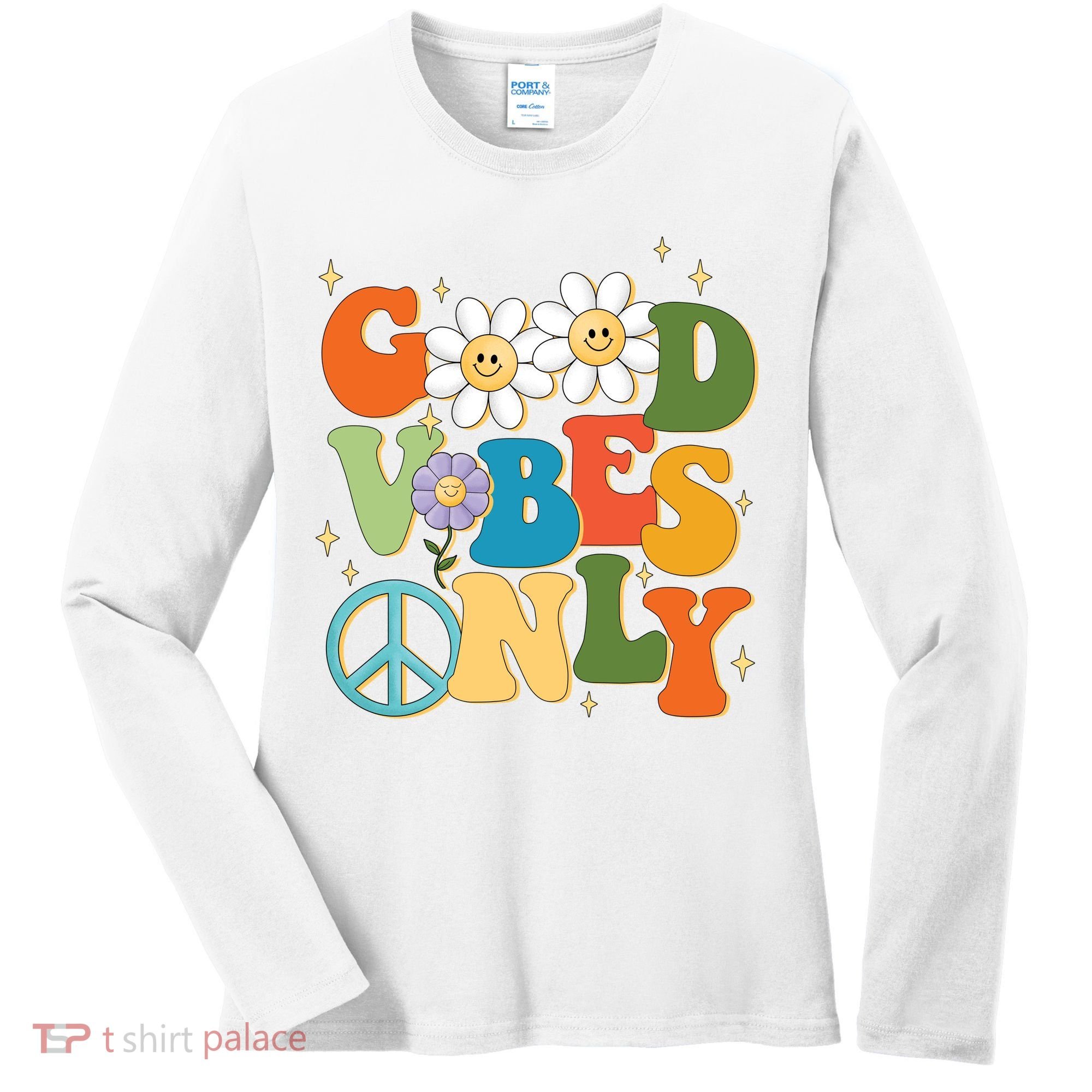 Good Vibes Only Retro Hippie Women's Long Sleeve Shirt
