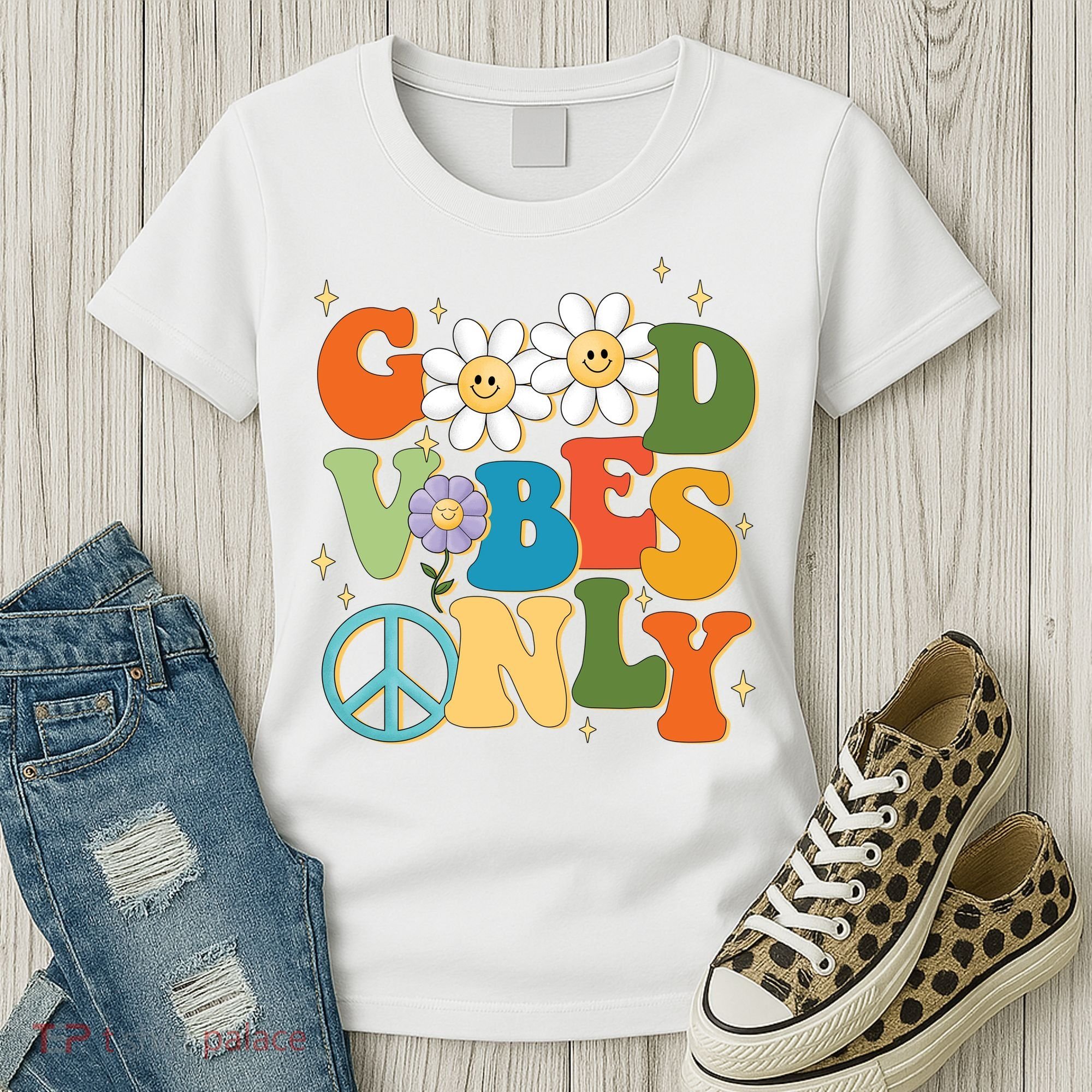 Good Vibes Only Retro Hippie Women's T-Shirt