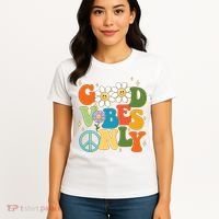 Good Vibes Only Retro Hippie Women's T-Shirt thumb 4