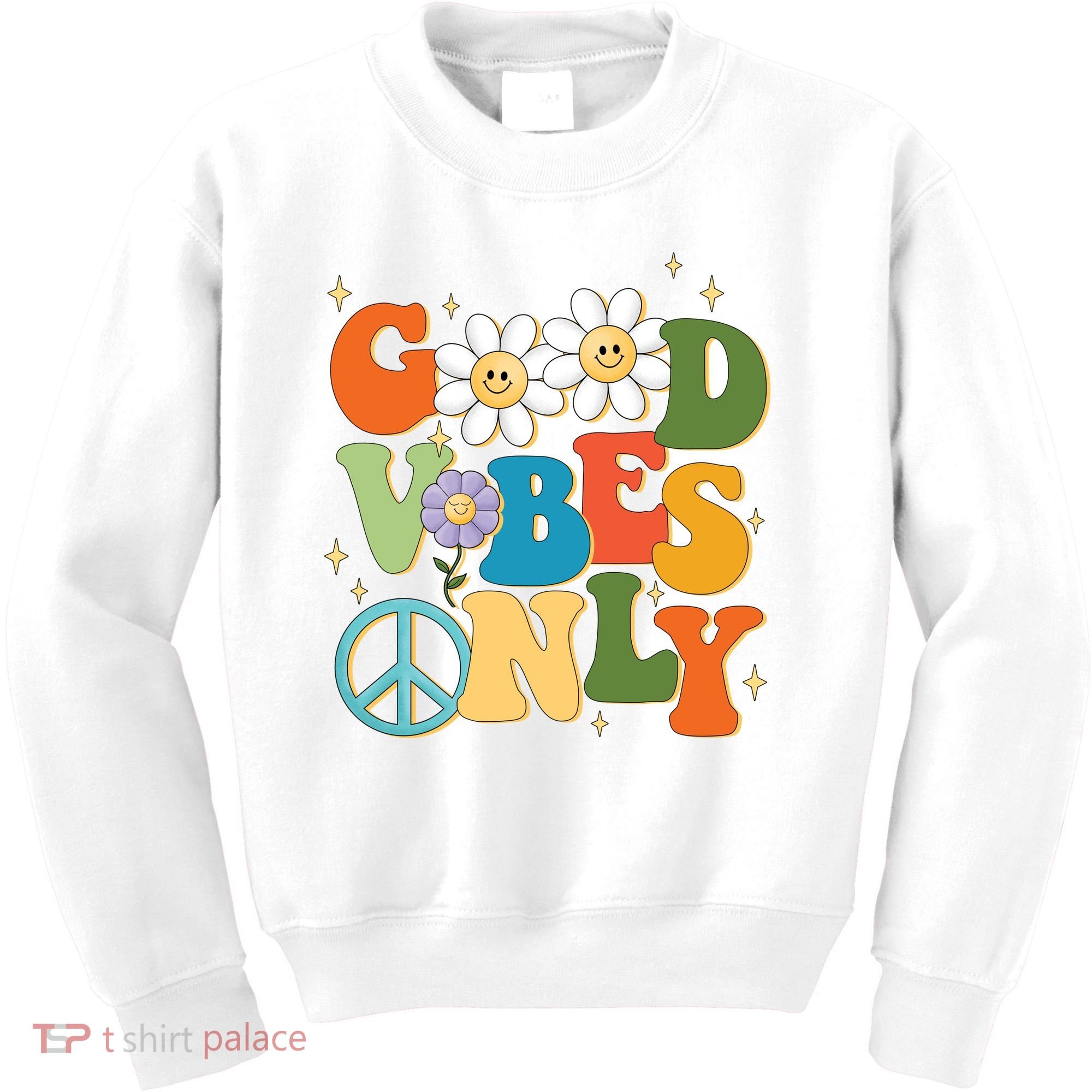 Good Vibes Only Retro Hippie Kids Sweatshirt