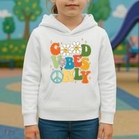 Good Vibes Only Retro Hippie Kids Hoodie thumb 3