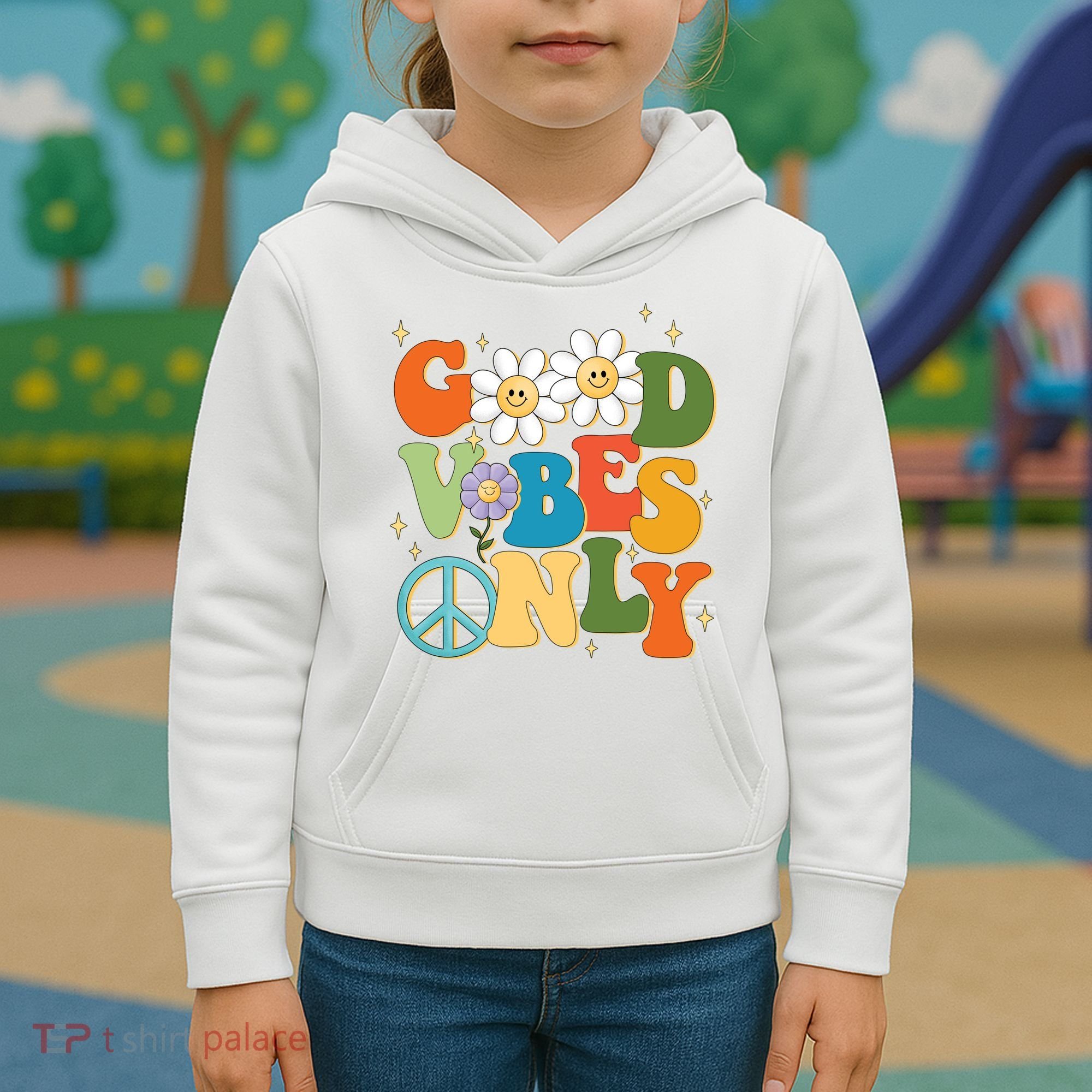 Good Vibes Only Retro Hippie Kids Hoodie