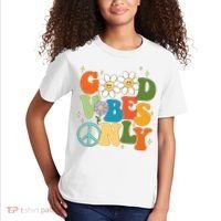 Good Vibes Only Retro Hippie Kids T-Shirt thumb 2