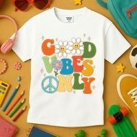 Good Vibes Only Retro Hippie Kids T-Shirt thumb 3