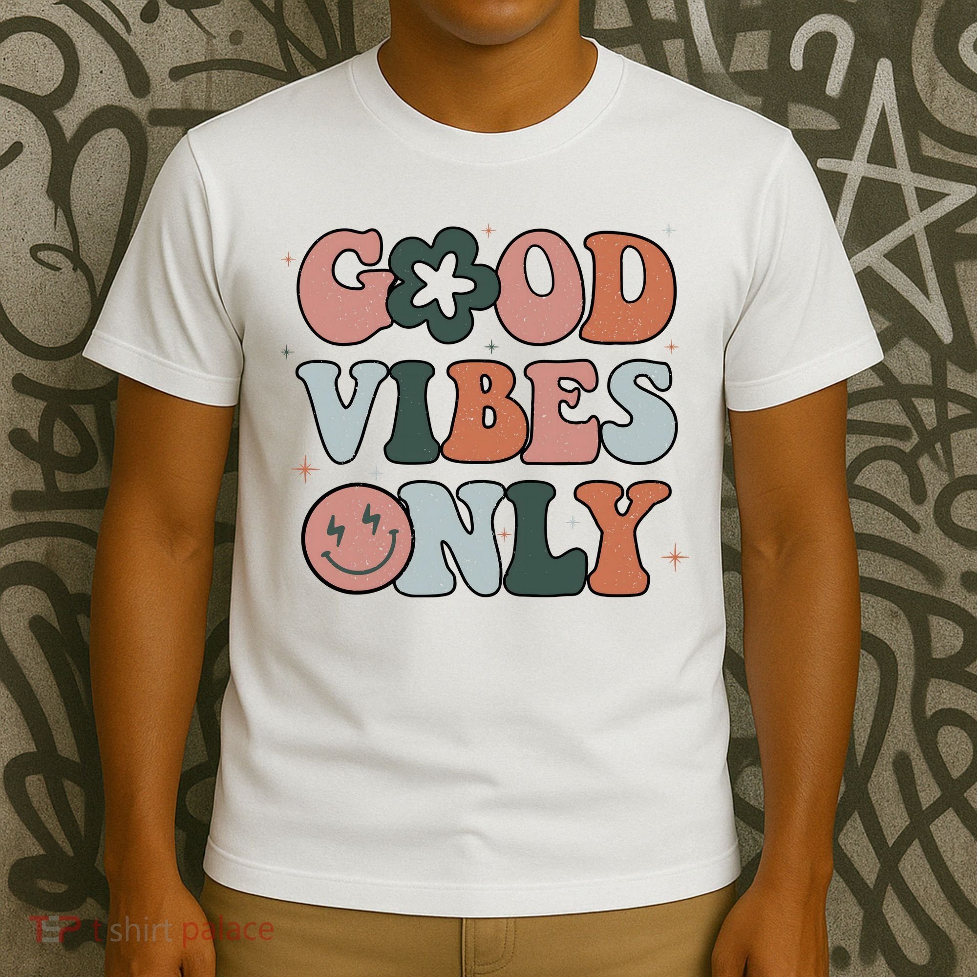Good Vibes Only Peace Love 60s 70s Tie Dye Groovy Hippie T-Shirt