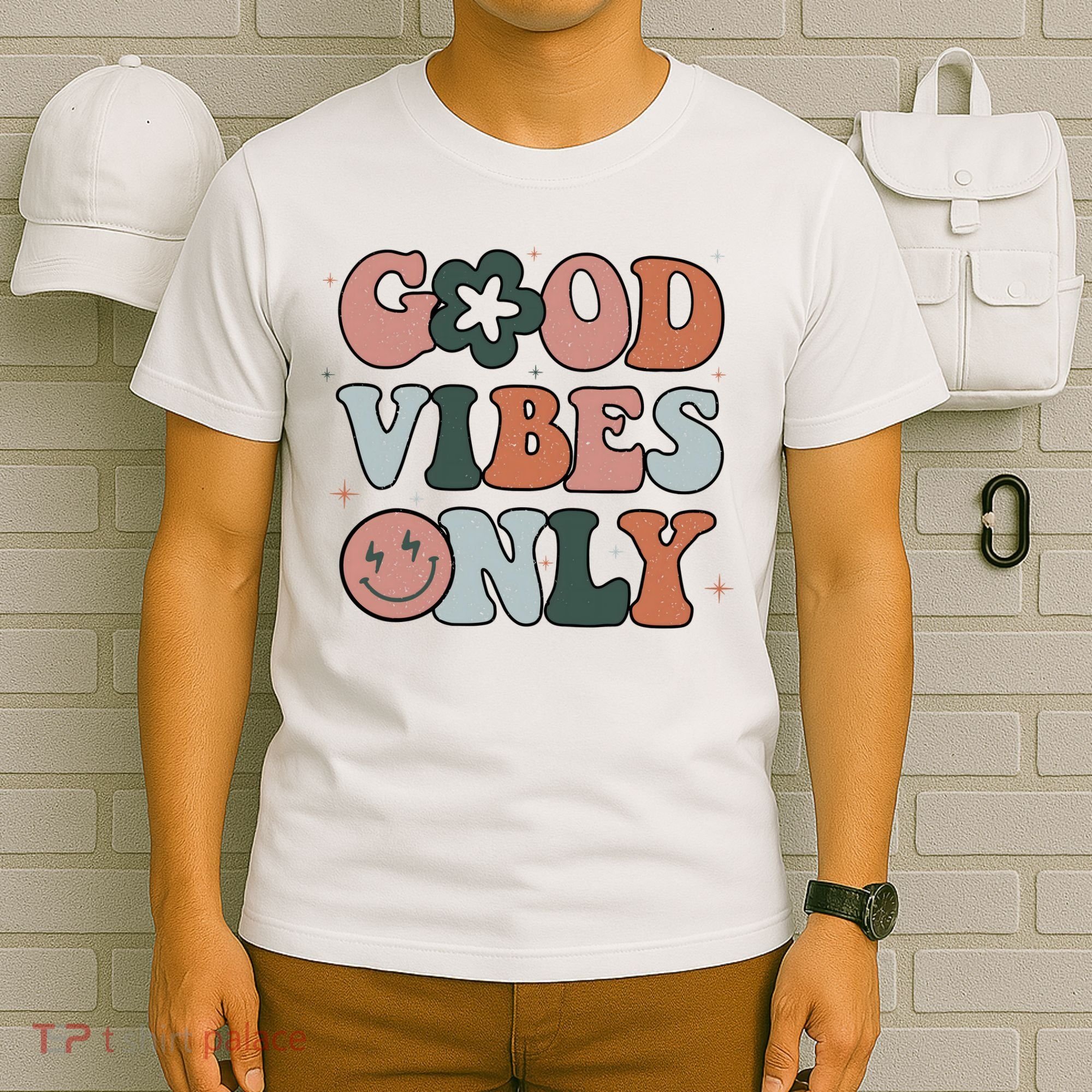 Good Vibes Only Peace Love 60s 70s Tie Dye Groovy Hippie T-Shirt