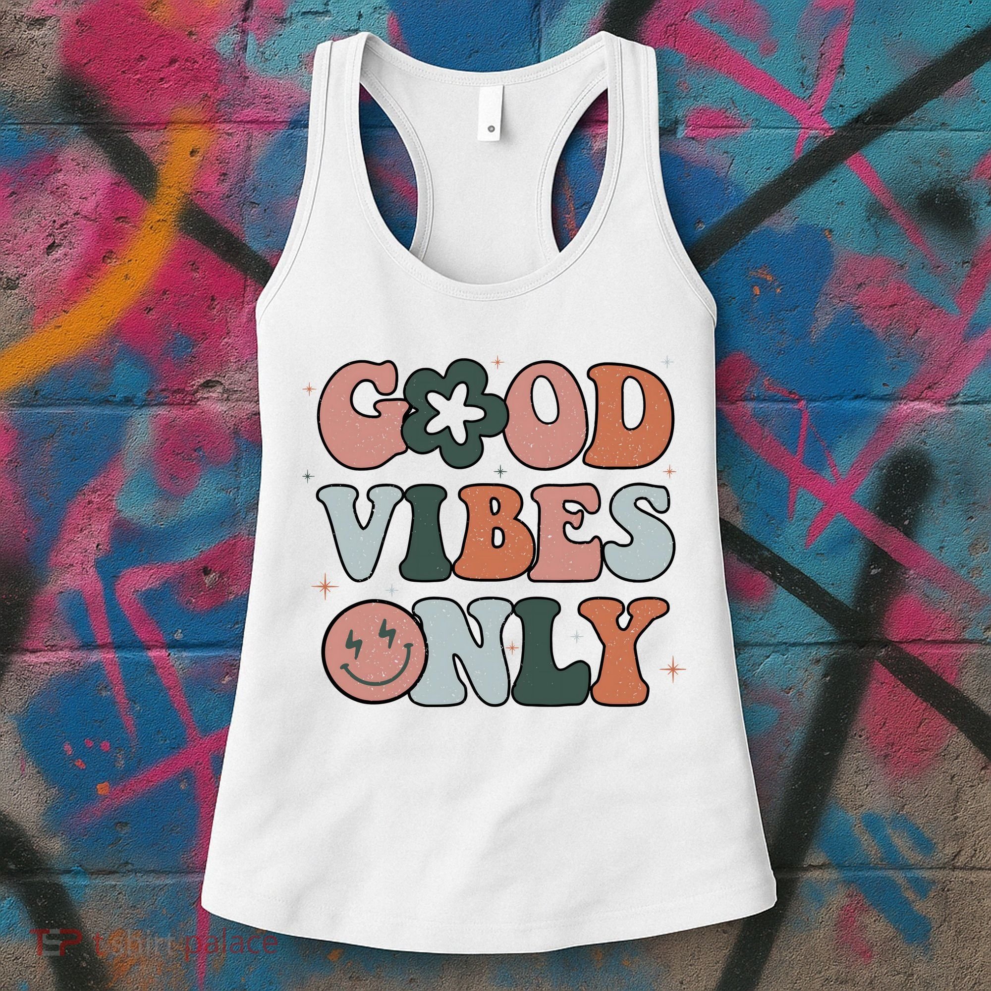 Good Vibes Only Peace Love 60s 70s Tie Dye Groovy Hippie Women's Tank Top