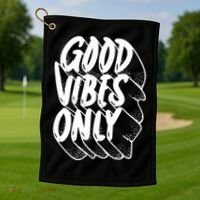 Good Vibes Only Cool Retro Golf Towel thumb 1