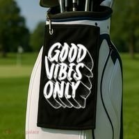 Good Vibes Only Cool Retro Golf Towel thumb 2