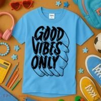 Good Vibes Only Cool Retro Kids T-Shirt thumb 3