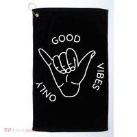 Good Vibes Only Gnarly Surfer Golf Towel thumb 0