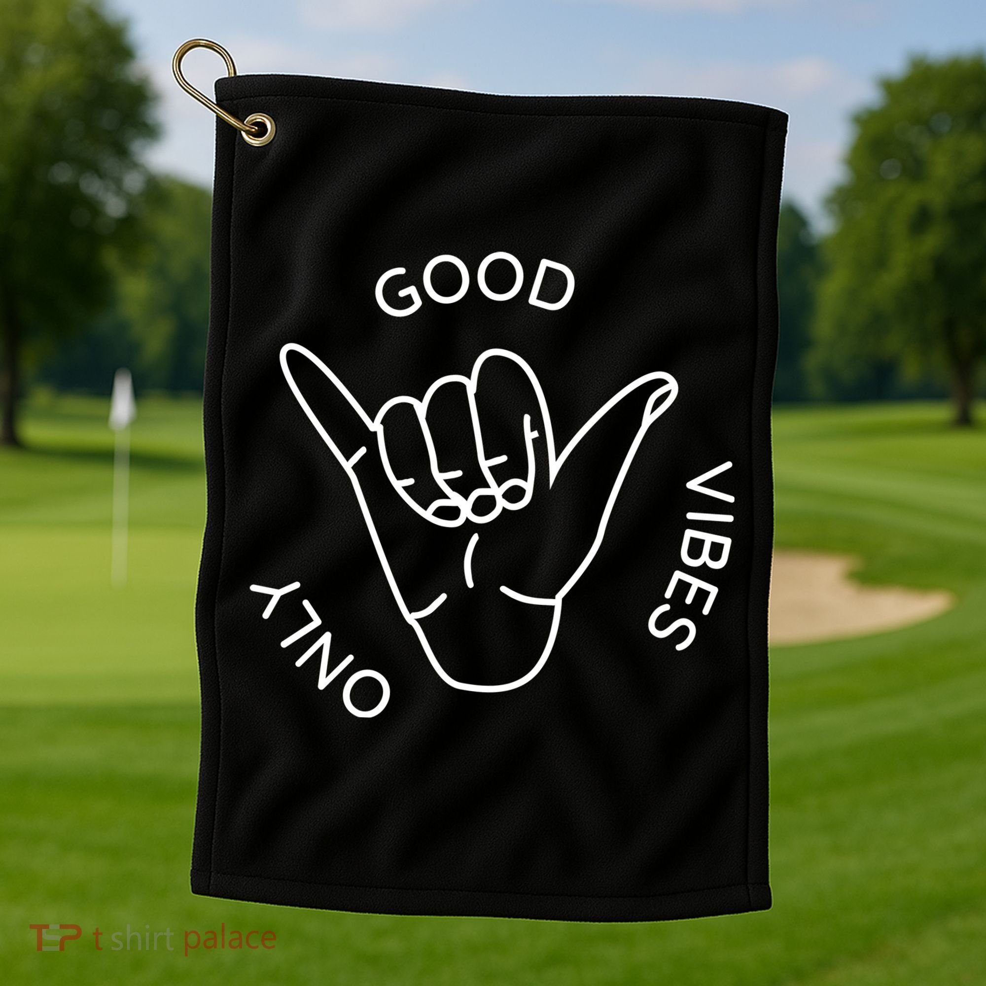 Good Vibes Only Gnarly Surfer Golf Towel