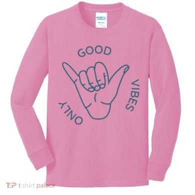 Good Vibes Only Gnarly Surfer Kids Long Sleeve Shirt