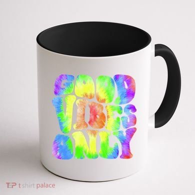 Good Vibes Only Trippy Colorful Vibing Coffee Mug back