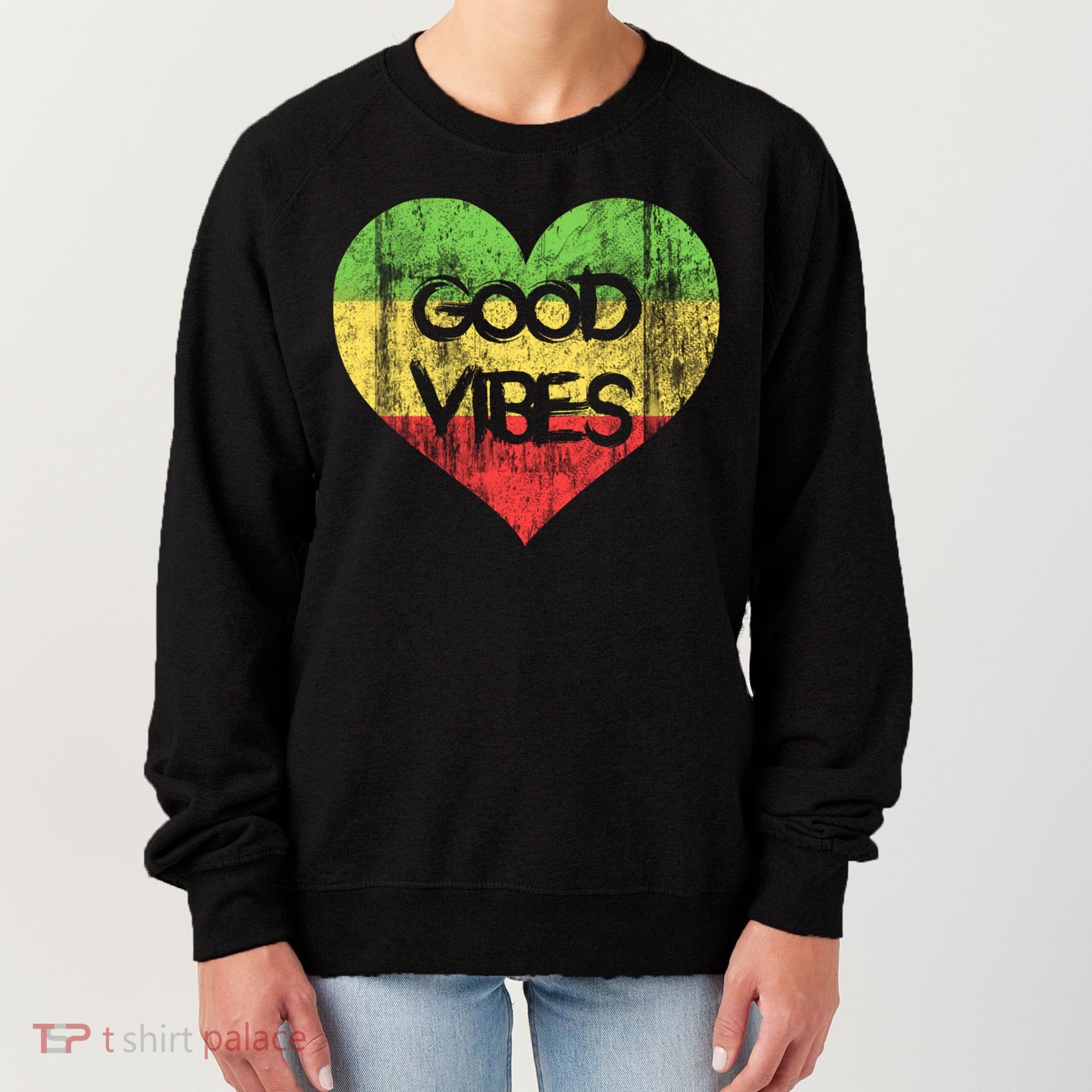 Good Vibes One Love One Heart Rastafari Gift Women's Sweatshirt