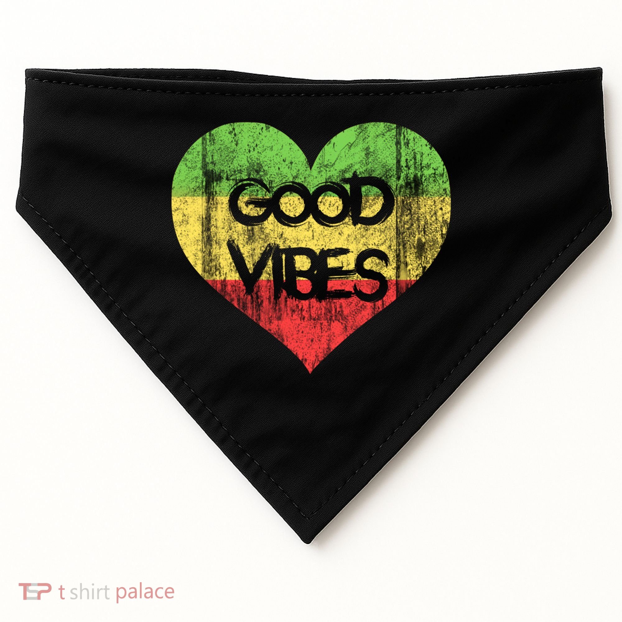 Good Vibes One Love One Heart Rastafari Gift USA-Made Doggie Bandana