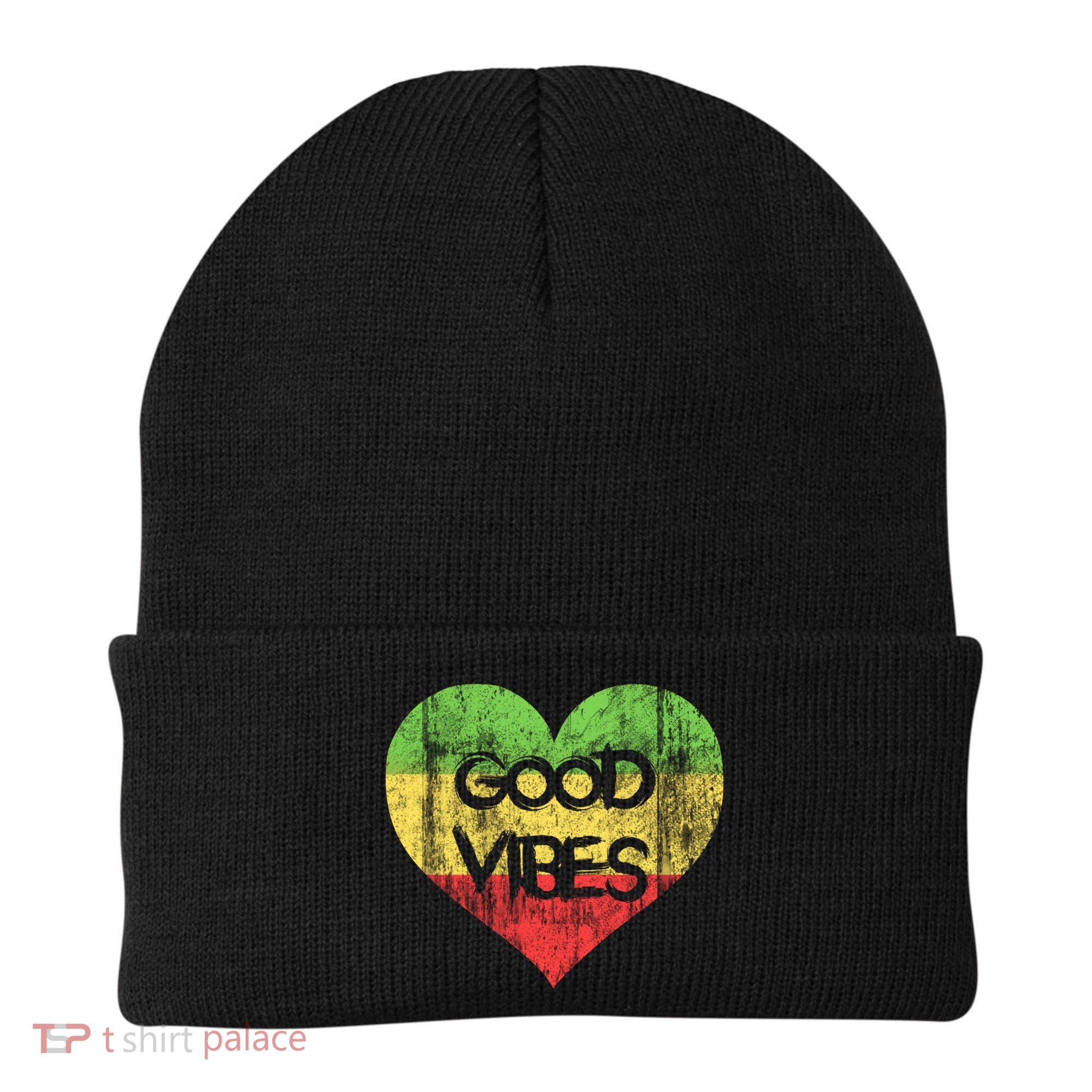 Good Vibes One Love One Heart Rastafari Gift Beanie