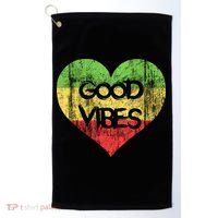 Good Vibes One Love One Heart Rastafari Gift Golf Towel thumb 0