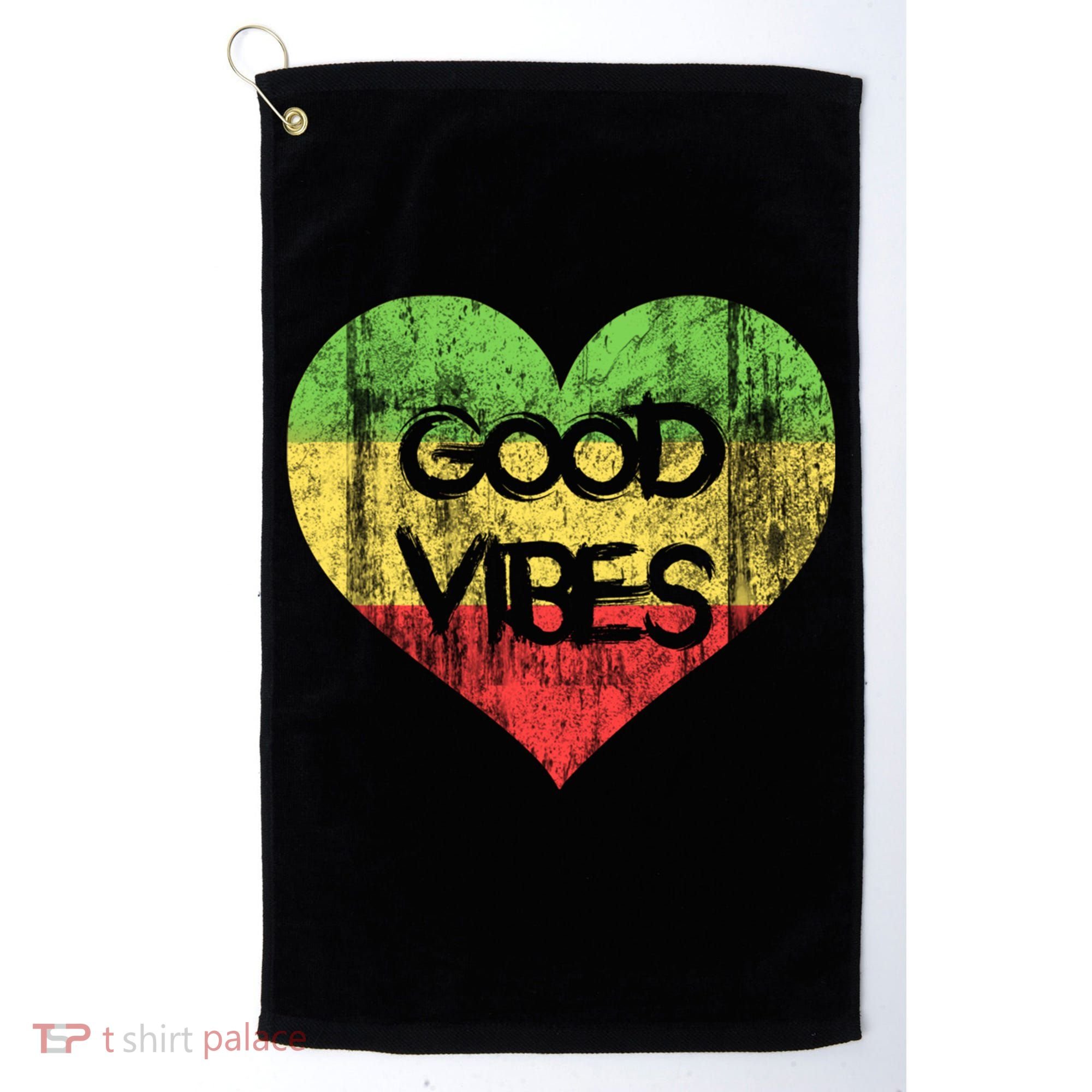 Good Vibes One Love One Heart Rastafari Gift Golf Towel