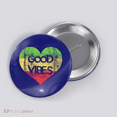 Good Vibes One Love One Heart Rastafari Gift Button