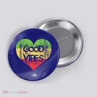 Good Vibes One Love One Heart Rastafari Gift Button thumb 0