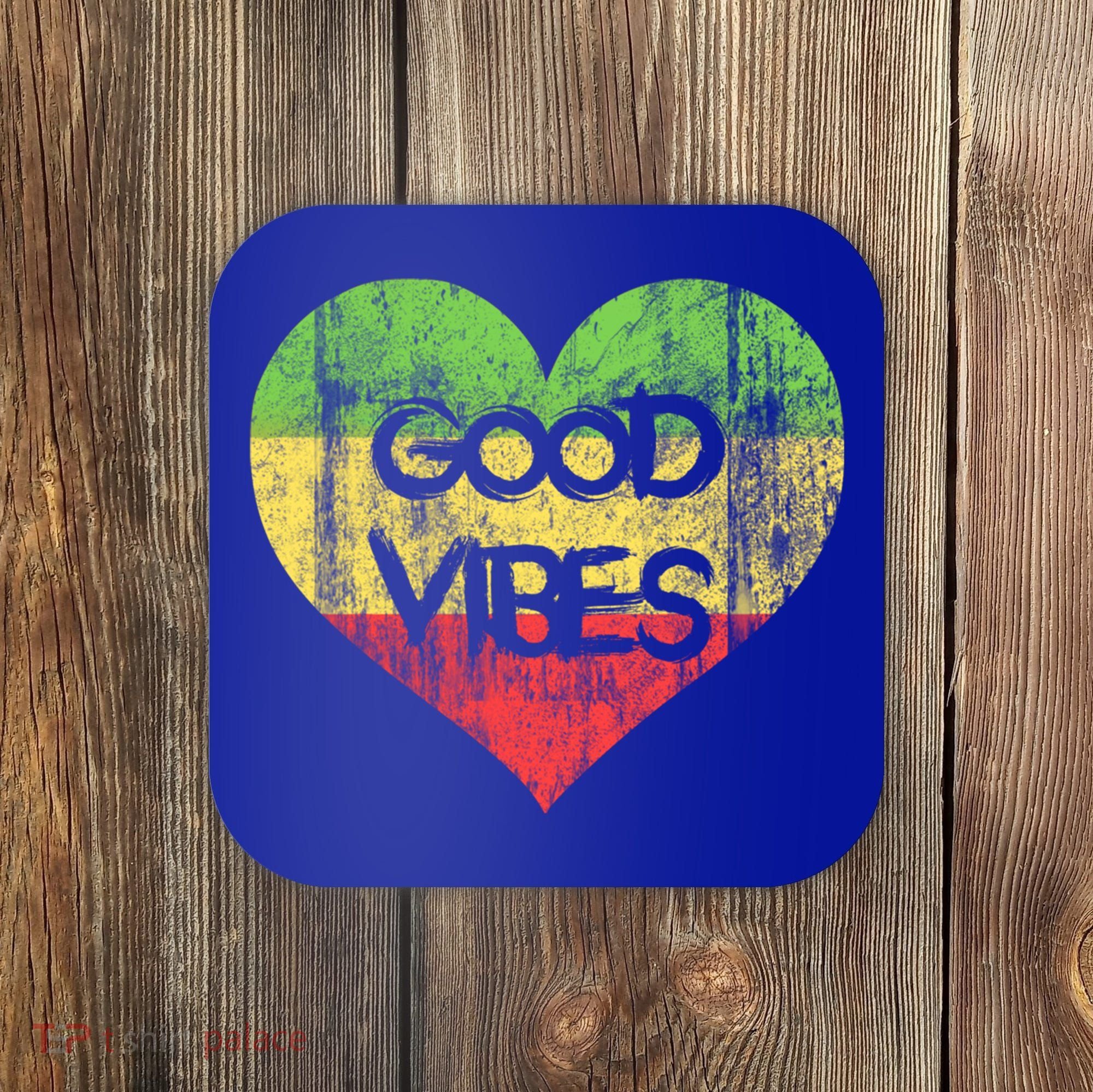 Good Vibes One Love One Heart Rastafari Gift Coaster