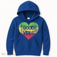 Good Vibes One Love One Heart Rastafari Gift Kids Hoodie thumb 0
