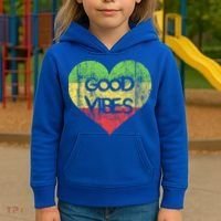 Good Vibes One Love One Heart Rastafari Gift Kids Hoodie thumb 3