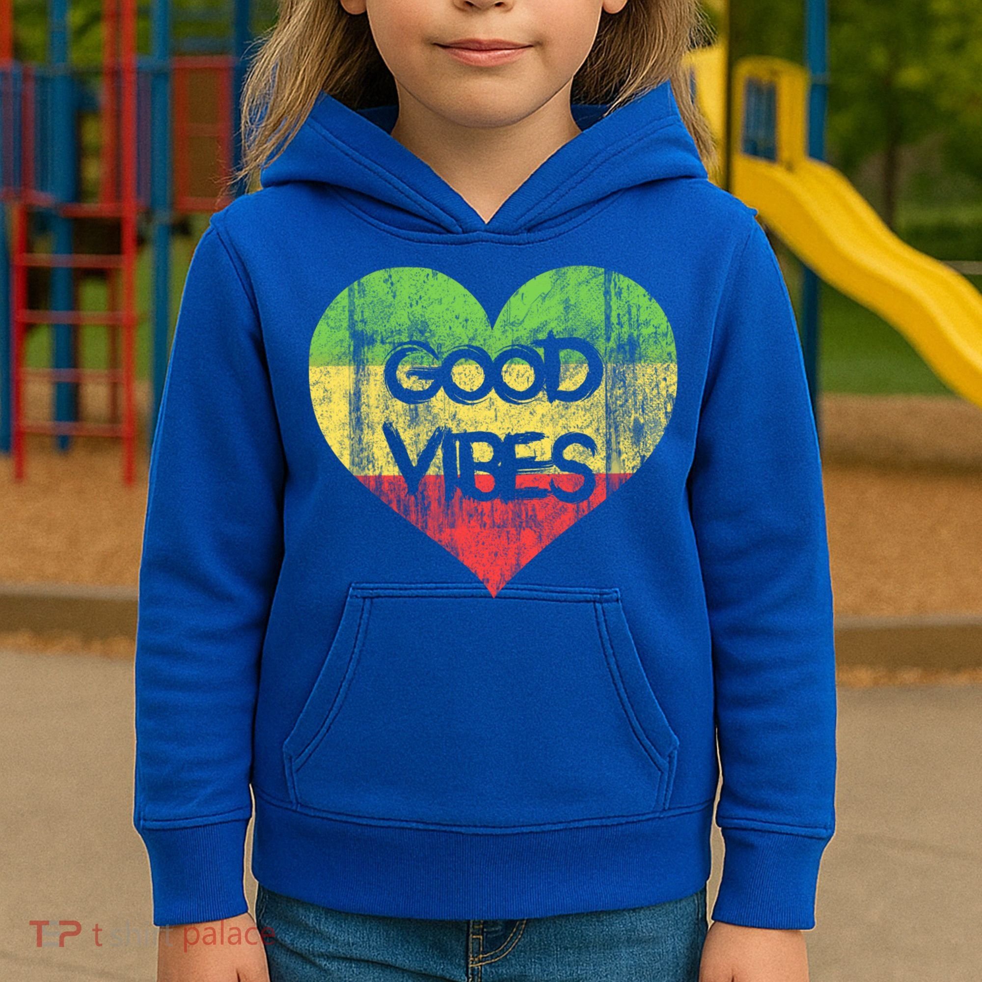 Good Vibes One Love One Heart Rastafari Gift Kids Hoodie
