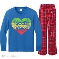 Good Vibes One Love One Heart Rastafari Gift Kids Long Sleeve Plaid Pajama Set thumb 0